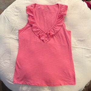 Lilly Pulitzer Pink Ruffle V-Neck Tank Top